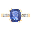 Blue Sapphire Ring With Diamonds 2.29 Carats 18K Yellow Gold