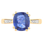 Blue Sapphire Ring With Diamonds 2.29 Carats 18K Yellow Gold