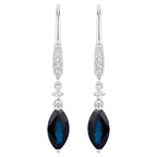 Blue Sapphire Earrings Diamonds 2.7 Carats 14K White Gold
