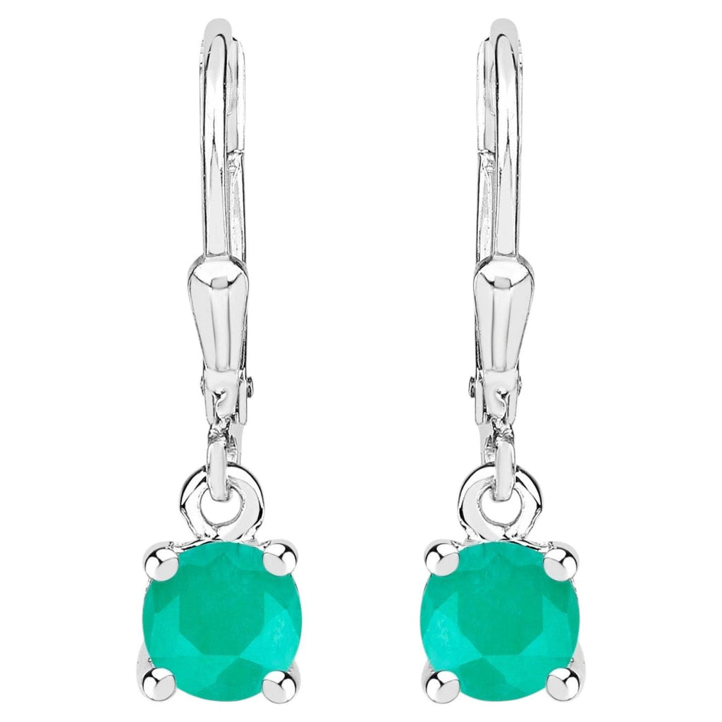 Natural Emerald Earrings 0.9 Carats Sterling Silver