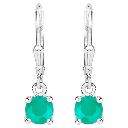Natural Emerald Earrings 0.9 Carats Sterling Silver