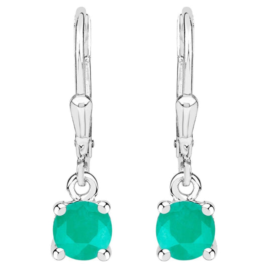 Natural Emerald Earrings 0.9 Carats Sterling Silver