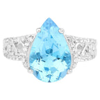 Swiss Blue Topaz Ring With White Topaz 5.36 Carats Sterling Silver