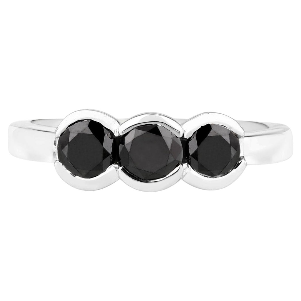 Black Diamond Ring 1.2 Carats Sterling Silver