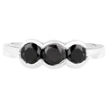 Black Diamond Ring 1.2 Carats Sterling Silver