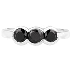Black Diamond Ring 1.2 Carats Sterling Silver