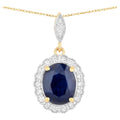 Blue Sapphire Pendant With Diamonds 3.35 Carats 14K Yellow Gold