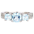Blue Topaz Ring With White Topaz 1.93 Carats Sterling Silver
