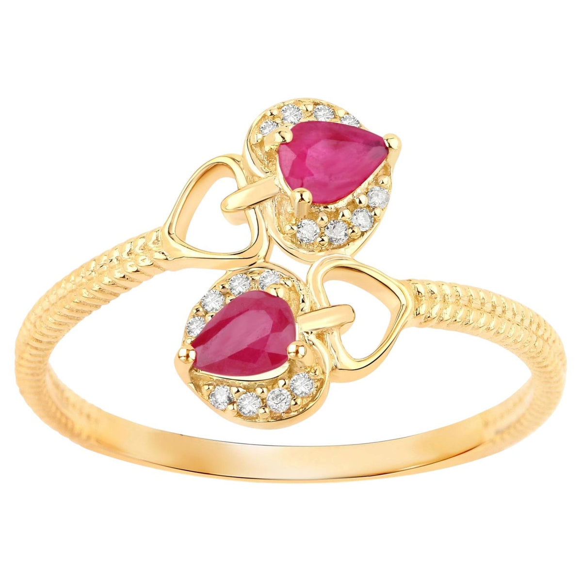 Ruby Ring With Diamonds 0.4 Carats 14K Yellow Gold