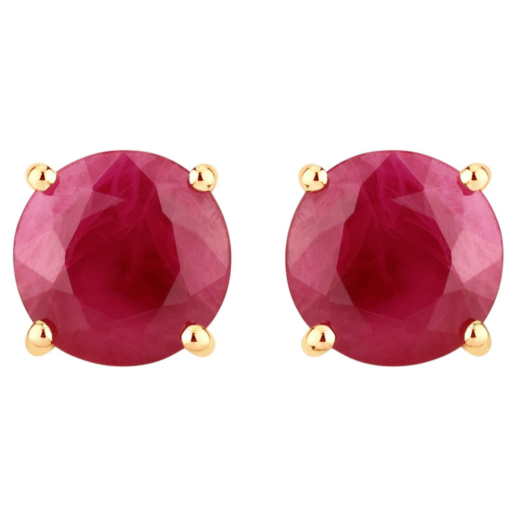 Ruby Stud Earrings 0.84 Carats 10K Yellow Gold