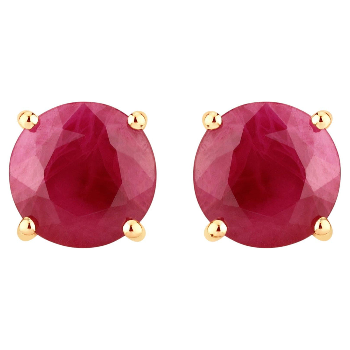 Ruby Stud Earrings 0.84 Carats 10K Yellow Gold