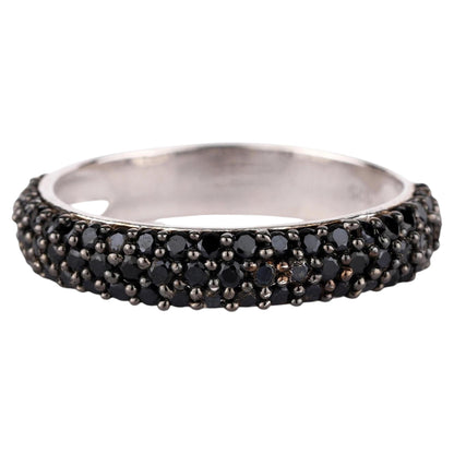 Natural Black Spinel Band Ring 1.34 Carats Sterling Silver