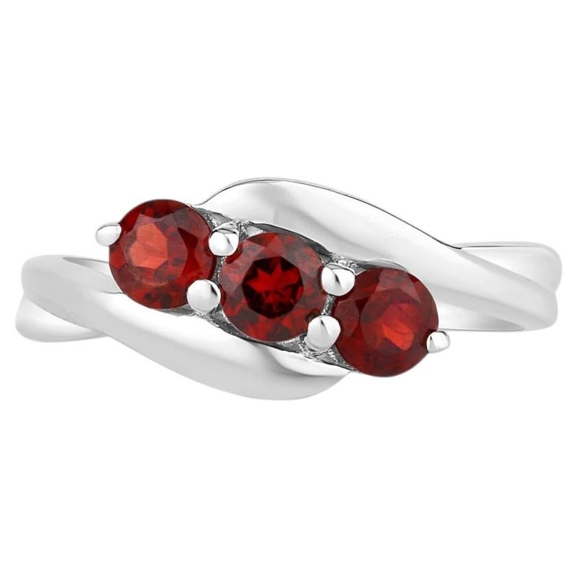 Garnet Ring 0.88 Carats Sterling Silver