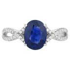Blue Sapphire Ring With Diamonds 2.16 Carats 18K White Gold