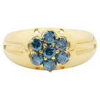 Blue Diamond Ring 0.96 Carats Gold Plated Silver