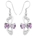 Pink Amethyst Earrings With White Topaz 4.02 Carats Sterling Silver
