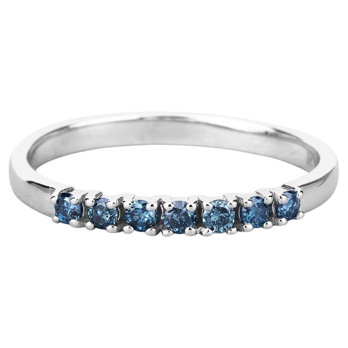Blue Diamond Ring 0.2 Carats 14K White Gold