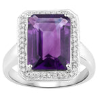 Amethyst Ring With Diamonds 5.3 Carats Sterling Silver