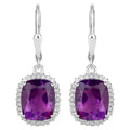Amethyst Earrings With White Topaz 5.44 Carats Sterling Silver