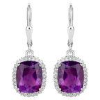 Amethyst Earrings With White Topaz 5.44 Carats Sterling Silver