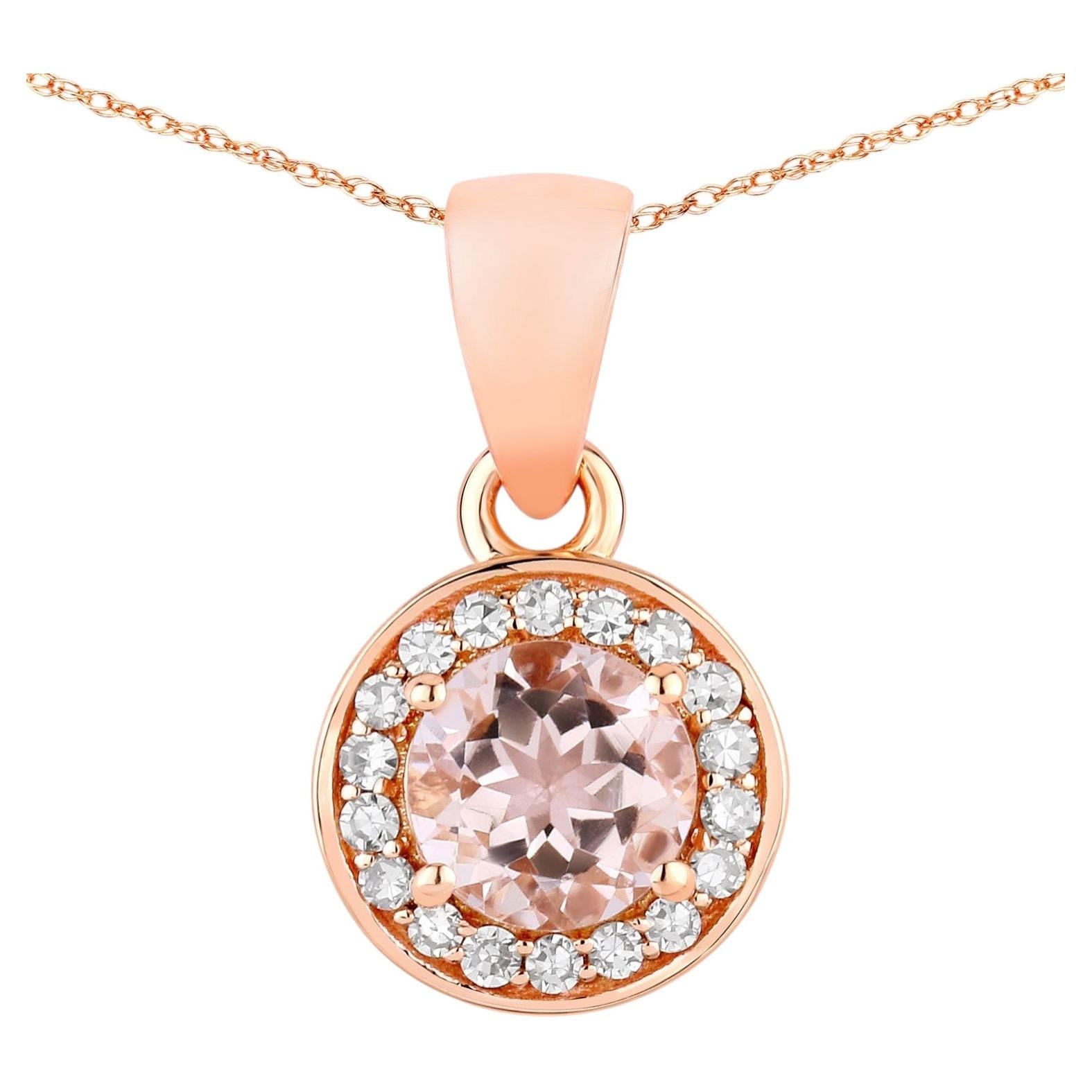Morganite Pendant With Diamonds 0.46 Carats 14K Rose Gold