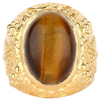 Tiger Eye  Ring 12.5 Carats Gold Plated Silver