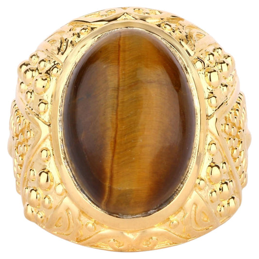 Tiger Eye  Ring 12.5 Carats Gold Plated Silver