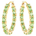 Peridot Hoop Earrings 5.08 Carats Gold Plated Silver