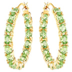 Peridot Hoop Earrings 5.08 Carats Gold Plated Silver