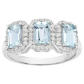 Aquamarine Ring With White Topaz 1.62 Carats Sterling Silver