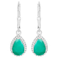 Natural Emerald Earrings With Diamonds 3.02 Carats Sterling Silver