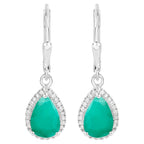 Natural Emerald Earrings With Diamonds 3.02 Carats Sterling Silver