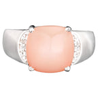Peach Moonstone Ring With White Topaz 6.47 Carats Sterling Silver