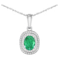 Zambian Emerald Pendant With Diamonds 1.46 Carats 14K White Gold