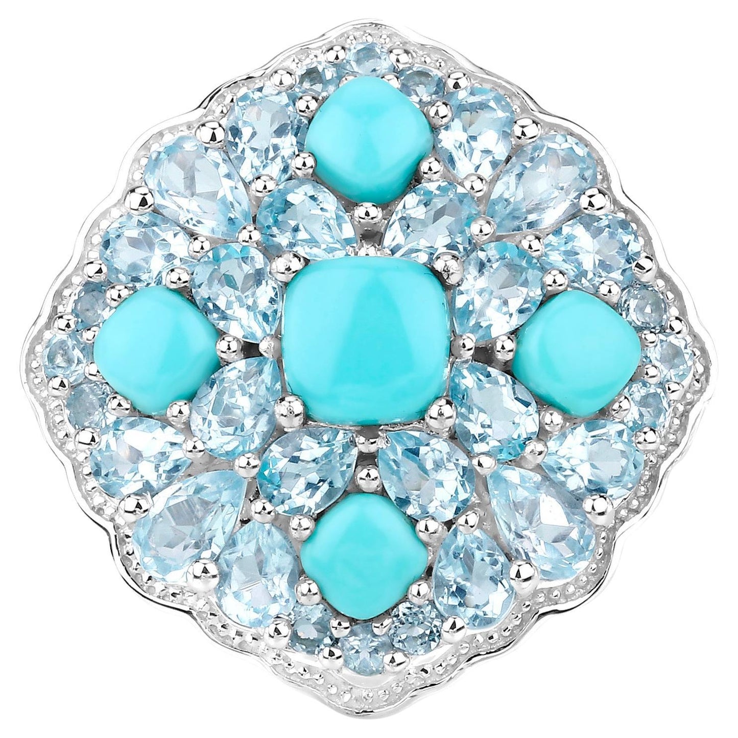 Blue Cocktail Ring Turquoise Blue Topaz 6.2 Carats