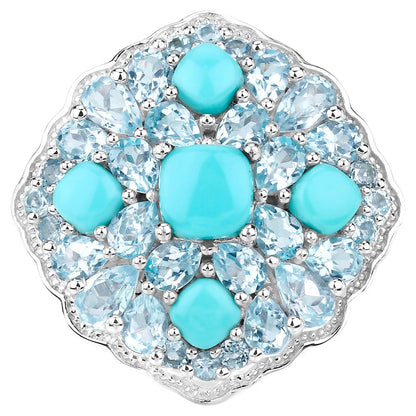 Blue Cocktail Ring Turquoise Blue Topaz 6.2 Carats