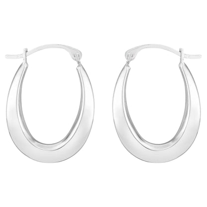 10K White Gold Oval Hoop Earrings