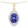 Tanzanite Pendant With Diamonds 2.34 Carats 14K Yellow Gold