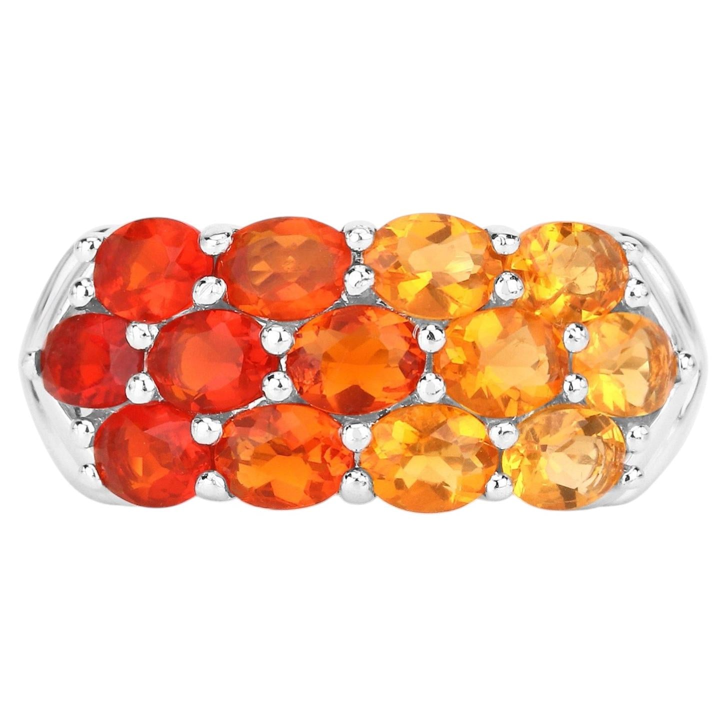 Fire Opal Ring 1.54 Carats Sterling Silver