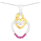 Ruby Mom Pendant 0.12 Carats Gold Plated Silver