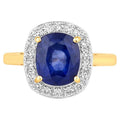 Blue Sapphire Ring With Diamonds 4.34 Carats 18K Yellow Gold