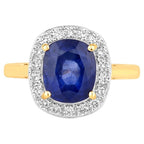 Blue Sapphire Ring With Diamonds 4.34 Carats 18K Yellow Gold