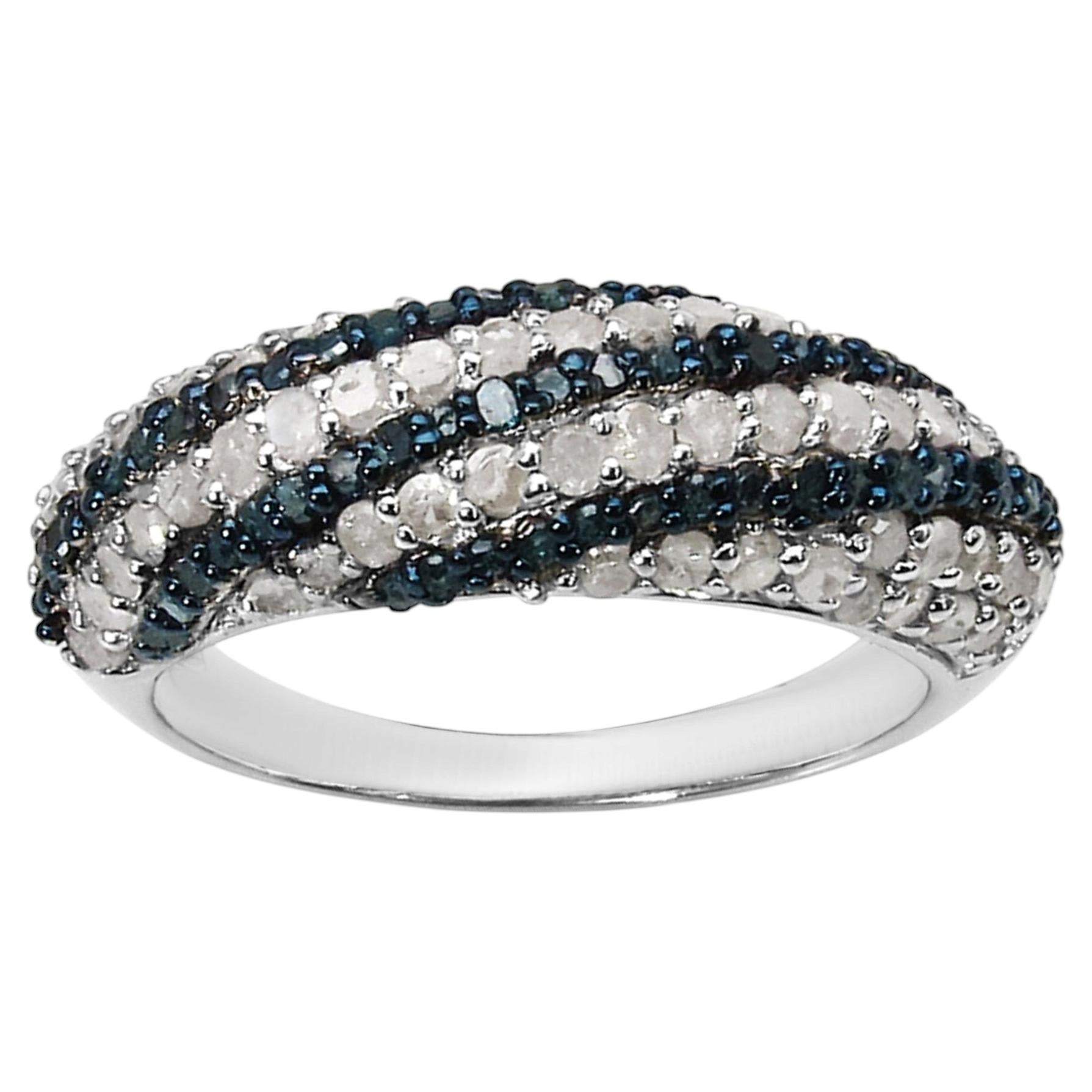 Multicolor Diamond Ring 1.22 Carats Sterling Silver