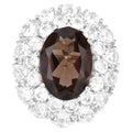 Smoky Quartz Ring With White Topaz 9.22 Carats Sterling Silver