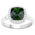 Natural Green Tourmaline Ring With Diamonds 2.6 Carats 14K White Gold