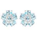 Blue Topaz Floral Earrings White Topaz 10.5 Carats 18K White Gold Plated Silver