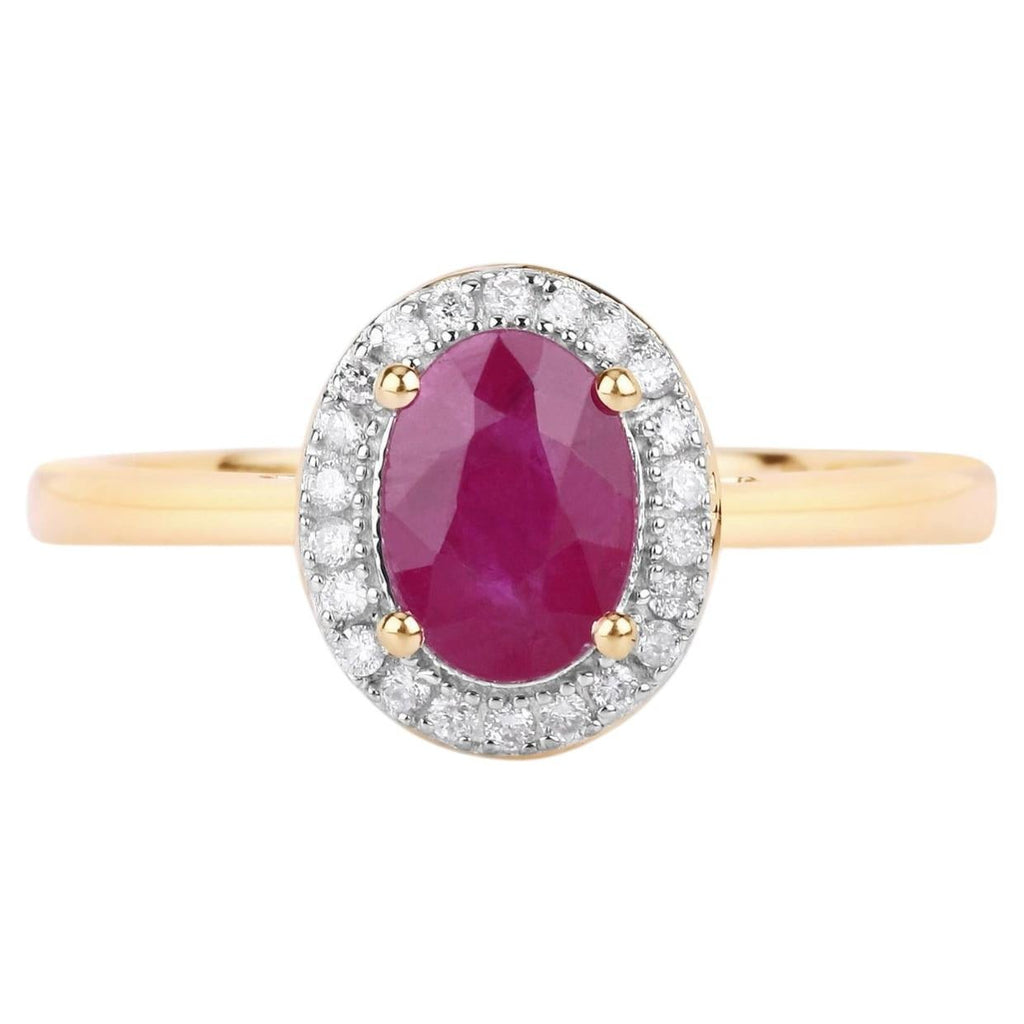 Ruby Ring With Diamonds 1.02 Carats 14K Yellow Gold