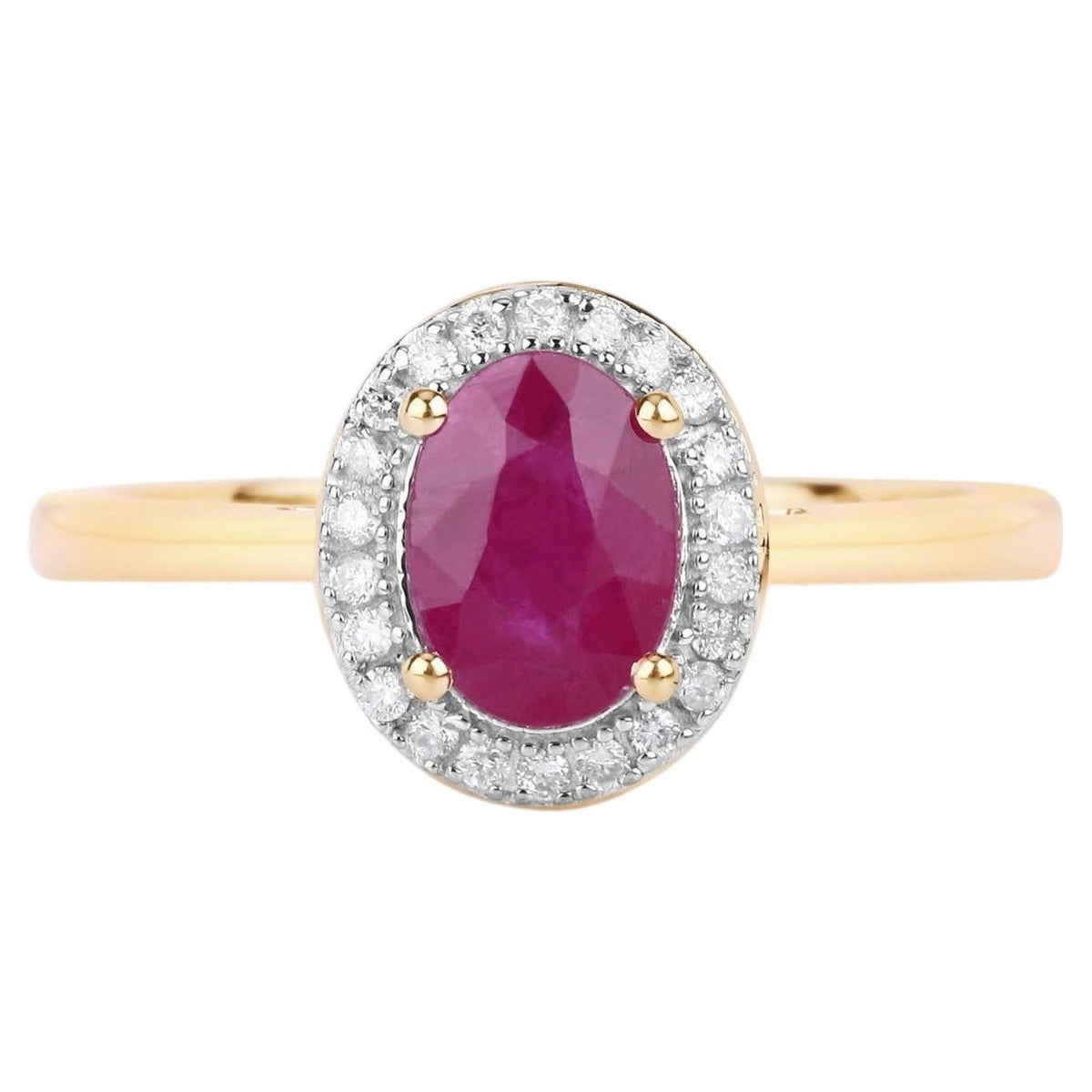 Ruby Ring With Diamonds 1.02 Carats 14K Yellow Gold