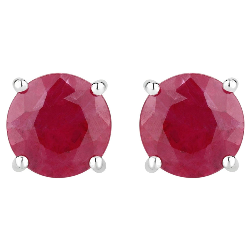 Ruby Stud Earrings 0.84 Carats 10K White Gold
