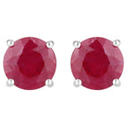 Ruby Stud Earrings 0.84 Carats 10K White Gold